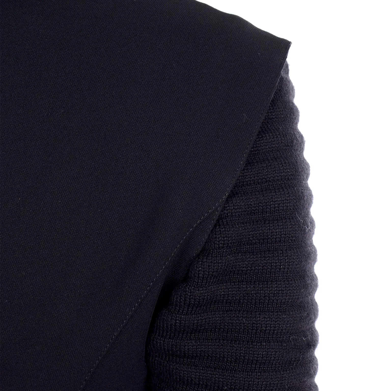 2 Piece Thierry Mugler Black Ribbed Vintage Skirt and Blazer Suit