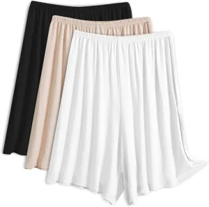 3 Pack Women's Half Slip Shorts for Under Dresses Pettipants Half Slip Culotte Shorts Split Skirt