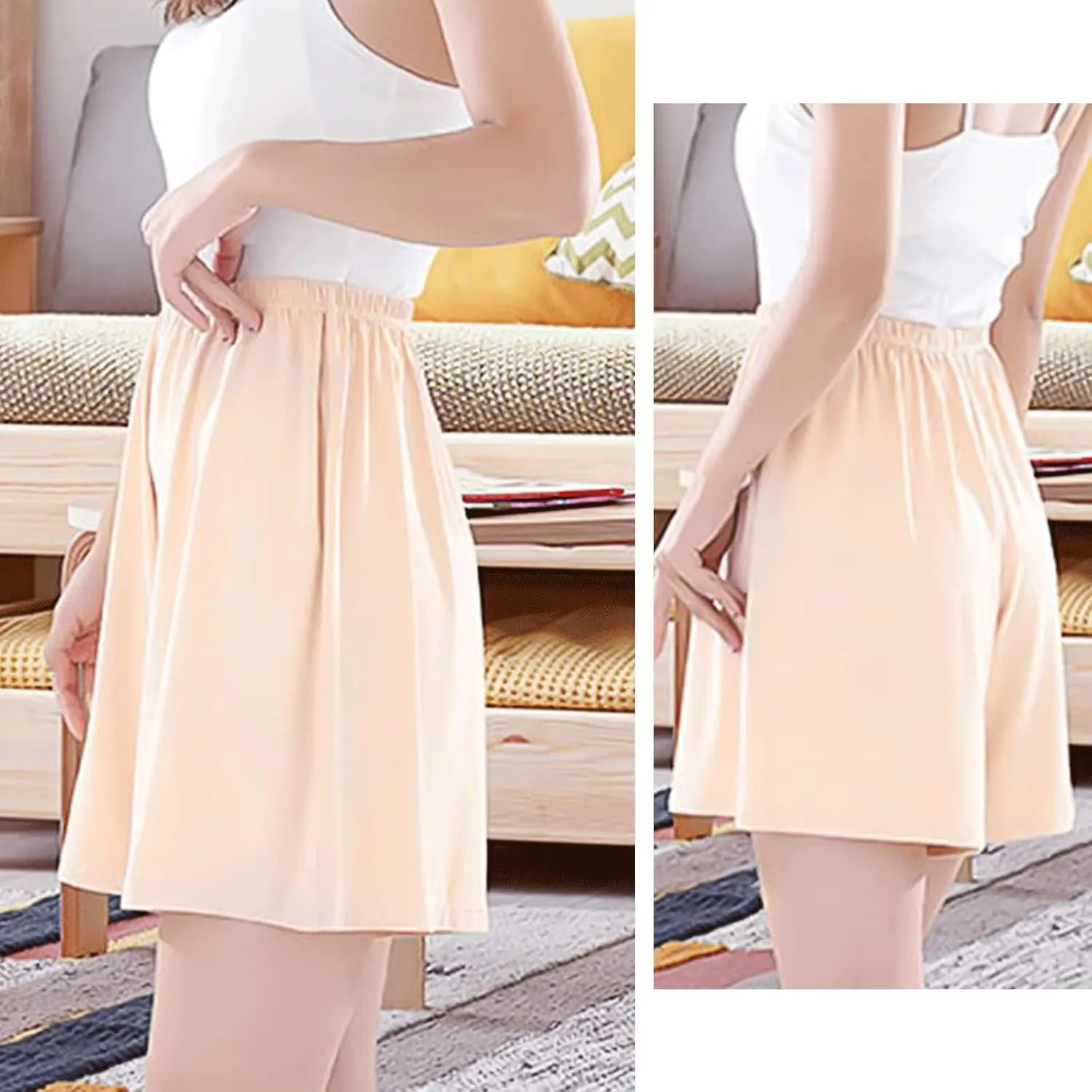 3 Pack Women's Half Slip Shorts for Under Dresses Pettipants Half Slip Culotte Shorts Split Skirt