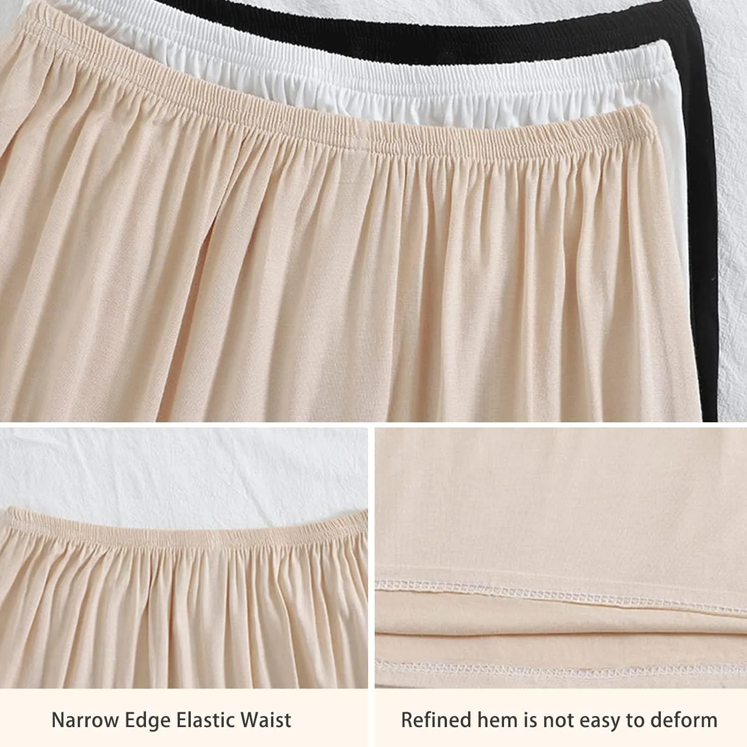 3 Pack Women's Half Slip Shorts for Under Dresses Pettipants Half Slip Culotte Shorts Split Skirt