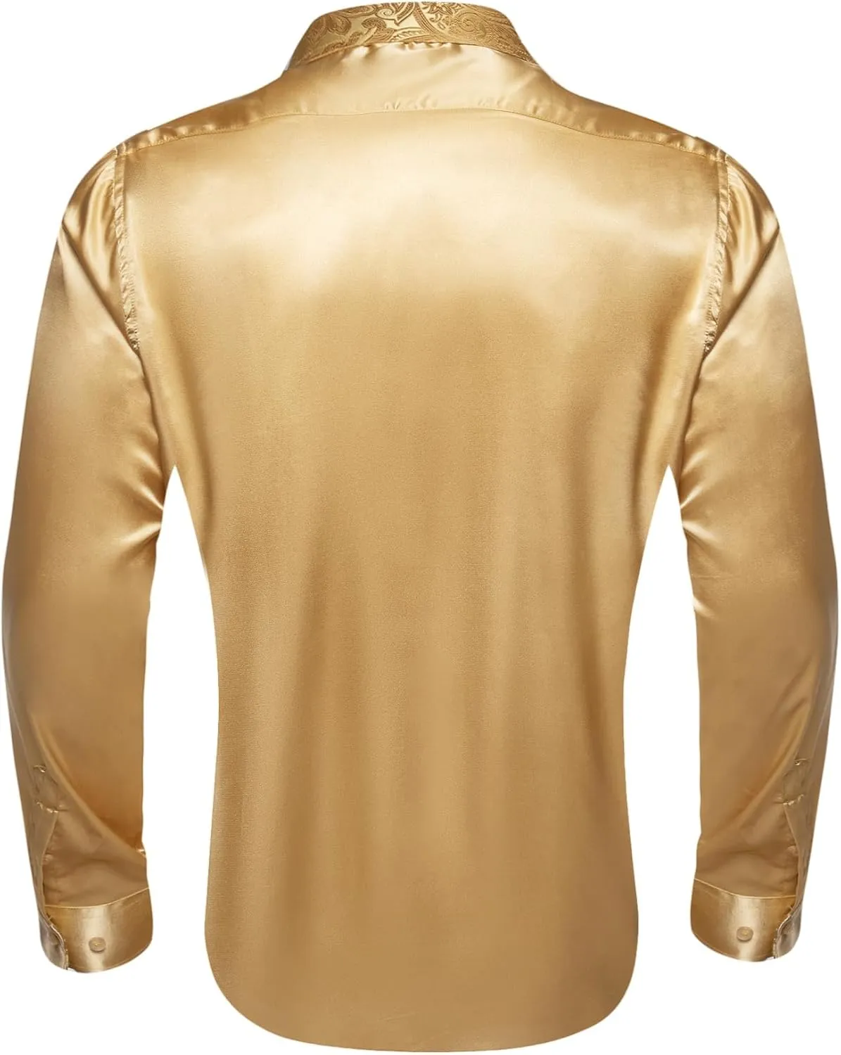 Barry.Wang Mens Satin Silk Shirts Long Sleeve Designer Dress Shirt Shiny Untucked Casual Button Down Shirt Party Disco Formal