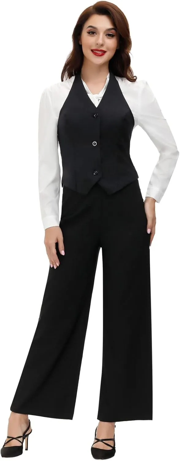 Belle Poque Vest for Work Vintage Button Down Suit Waistcoat