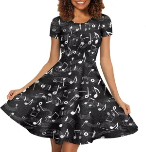 Binienty Women's Summer Casual Loose Crewneck Dress Ruffle Puffy Long Sleeve High Waist Midi Dress
