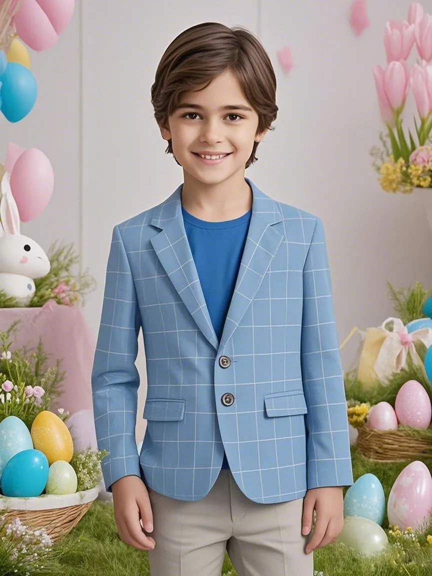 Boys Suit Blazers Checkered Plaid Suit Jackets for Boy Kids Button Casual Dress School Sport Coats