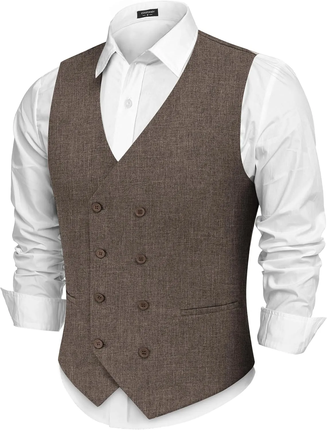 COOFANDY Men's Double Breasted Suit Vest Lightweight Waistcoat Slim Fit Dress Vest