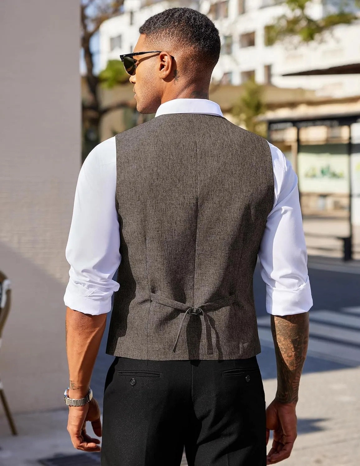 COOFANDY Men's Double Breasted Suit Vest Lightweight Waistcoat Slim Fit Dress Vest