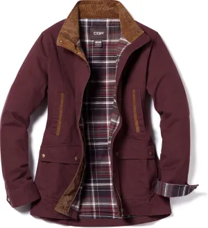 CQR Women's Twill All Cotton Flannel Shirt Jacket, Soft Long Sleeve Shirts, Corduroy Lined Outdoor Shirt Jackets
