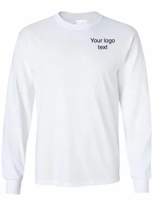Custom Text Business Logo Adult Unisex Embroidered  Long Sleeve T Shirt