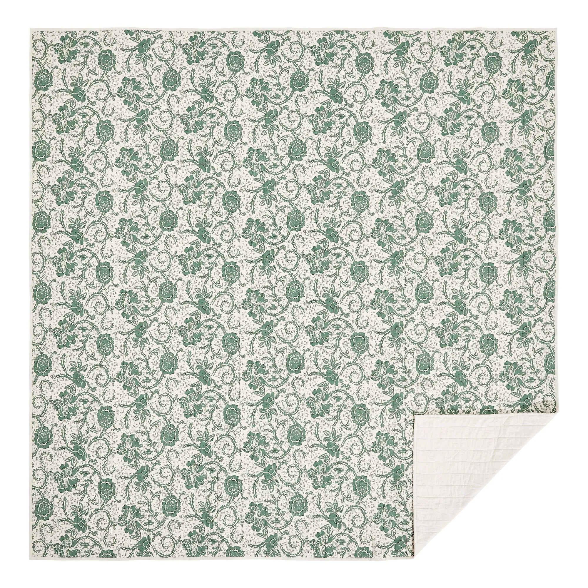 Dorset Green Floral Quilted Coverlet Bundle