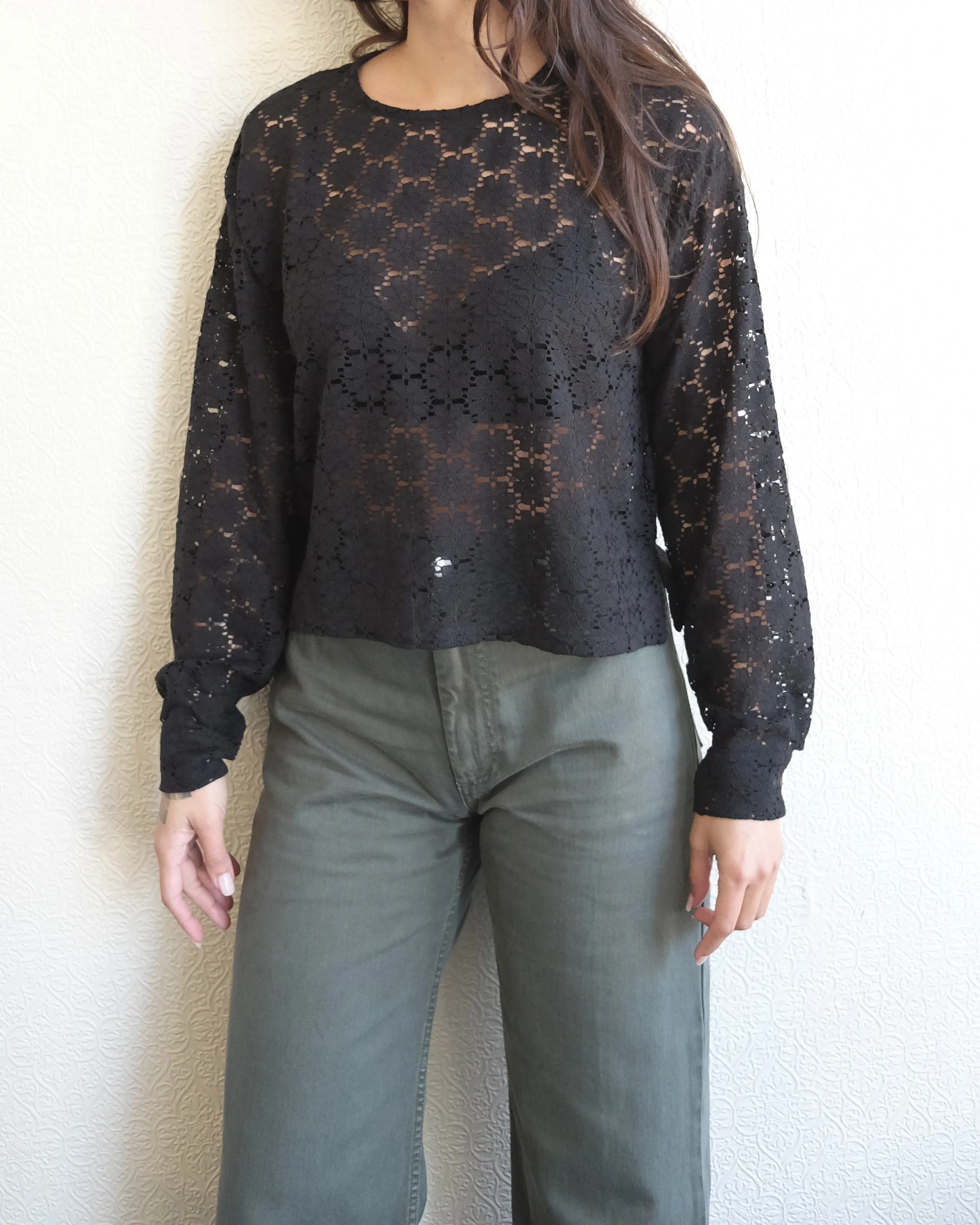 Esme Top, Black Cotton Lace