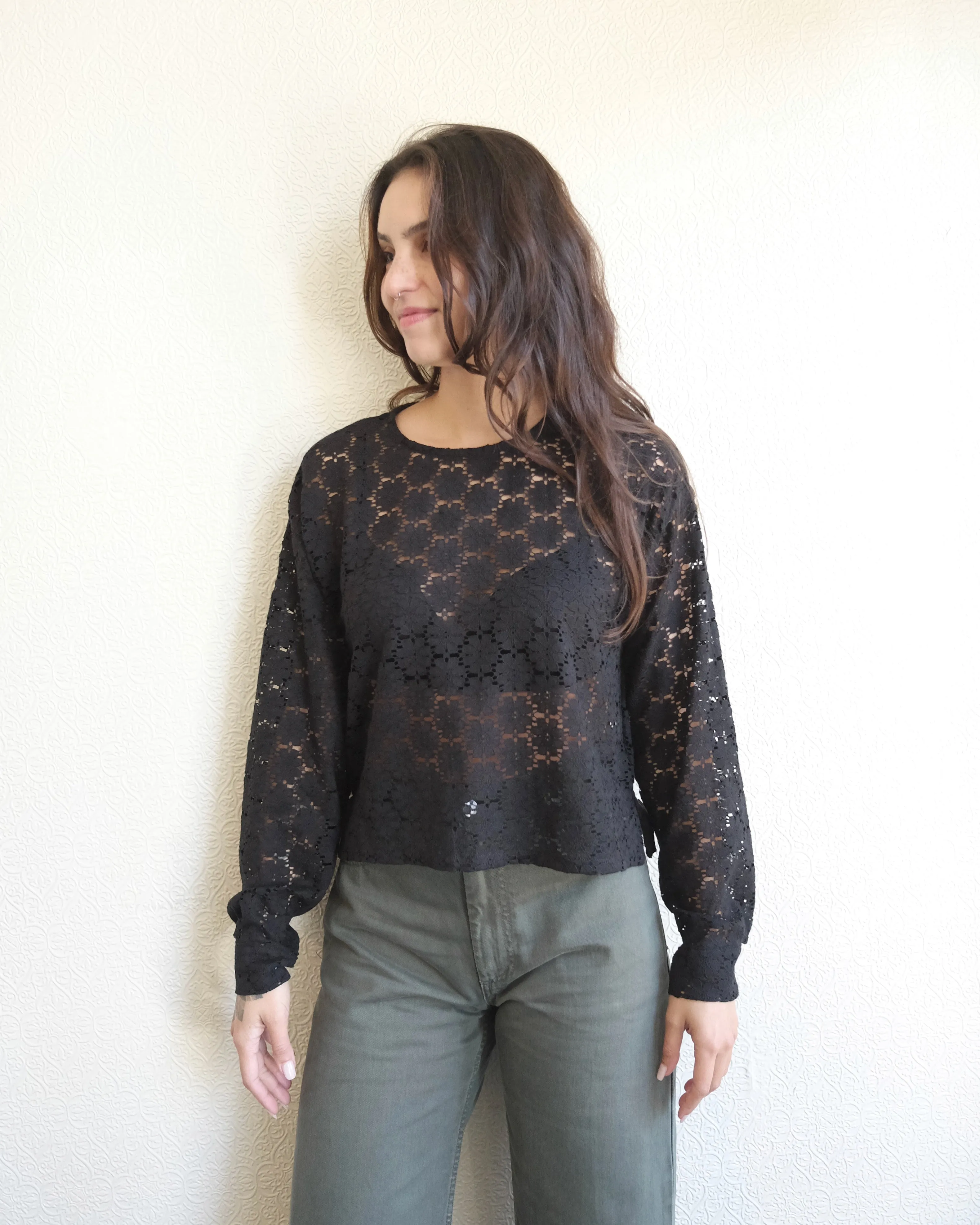 Esme Top, Black Cotton Lace