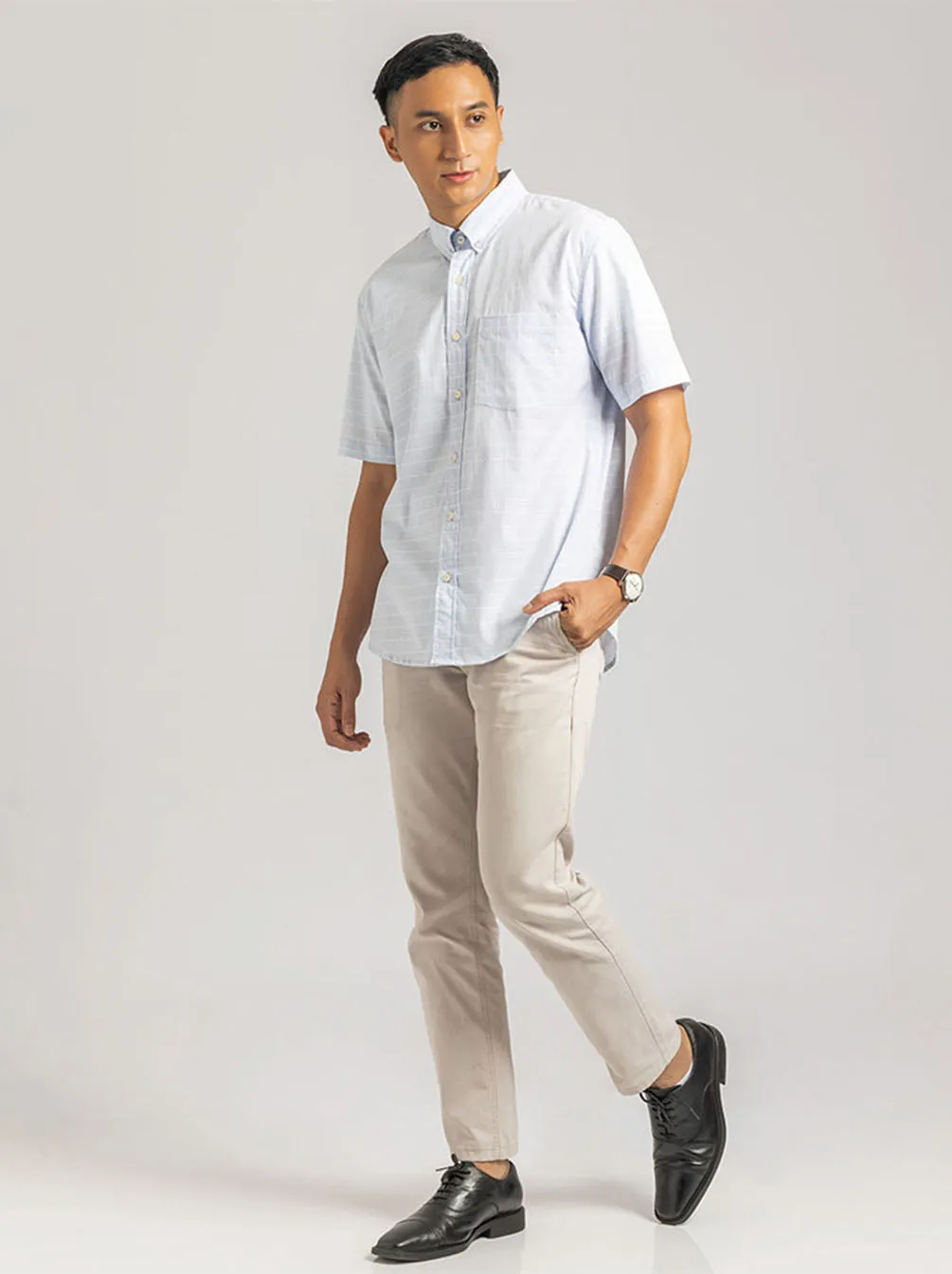 GALEN SHORT SLEEVE SHIRT LIGHT BLUE SQUARE