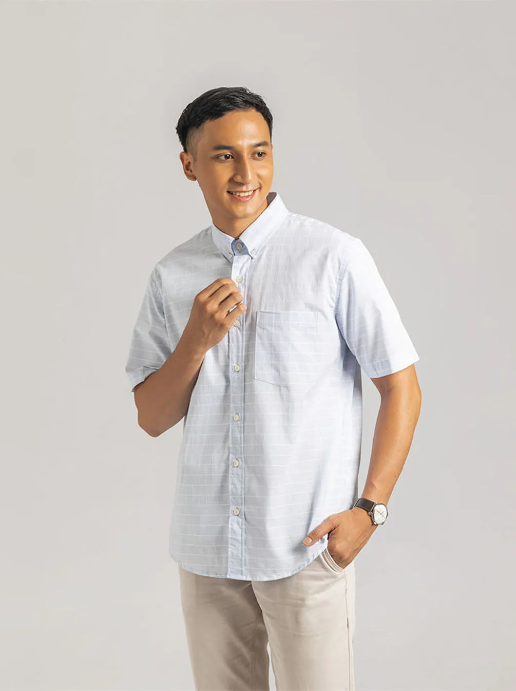 GALEN SHORT SLEEVE SHIRT LIGHT BLUE SQUARE