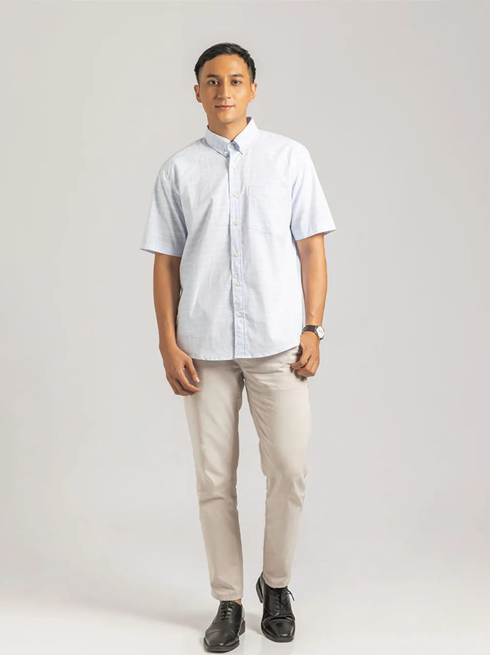 GALEN SHORT SLEEVE SHIRT LIGHT BLUE SQUARE