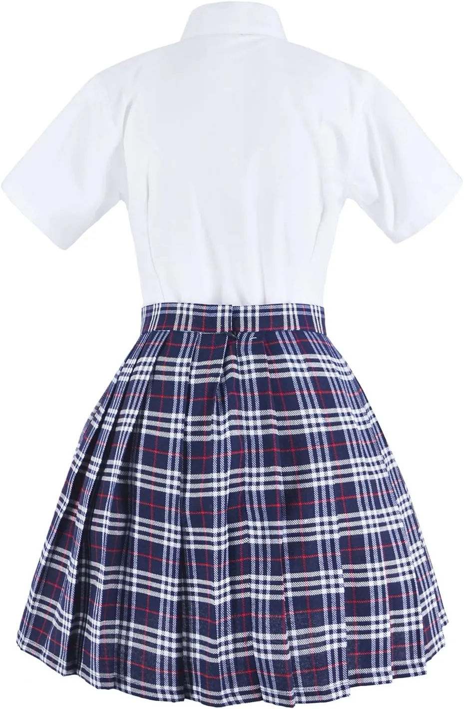 Japanese Tartan Pleated School Uniform Cosplay Costumes with Socks Eyeglass Frame Set