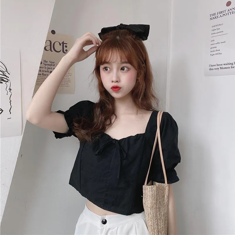 Kawai Square Collar Flare Sleeved Shirt