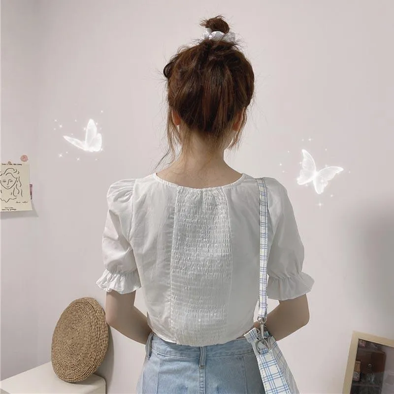 Kawai Square Collar Flare Sleeved Shirt