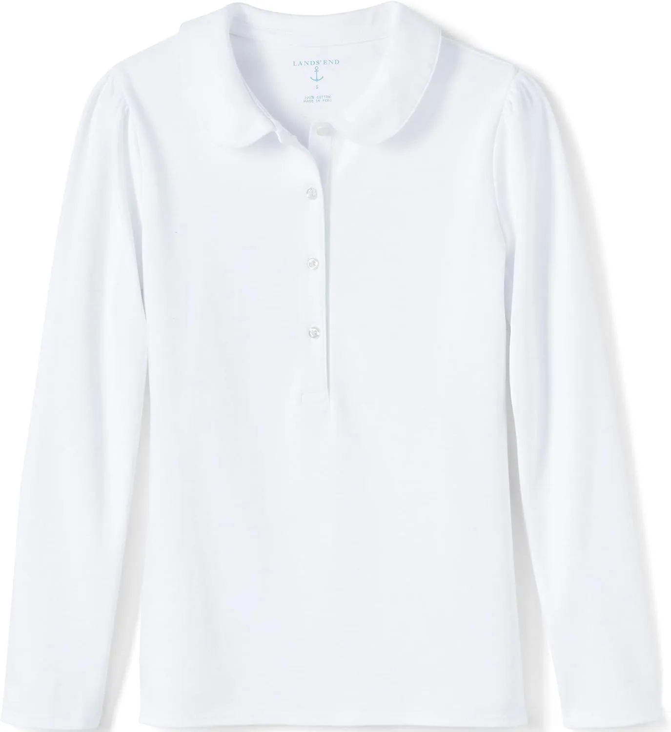 Lands' End Girls Long Sleeve Peter Pan Collar Polo Shirt
