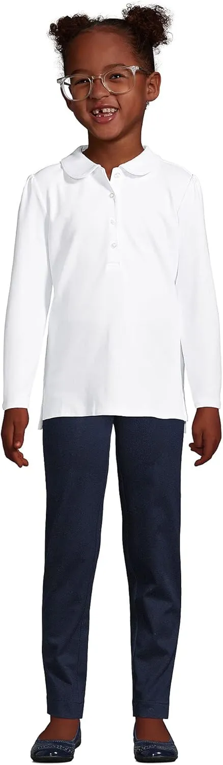 Lands' End Girls Long Sleeve Peter Pan Collar Polo Shirt