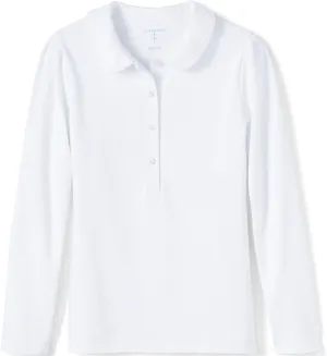 Lands' End Girls Long Sleeve Peter Pan Collar Polo Shirt