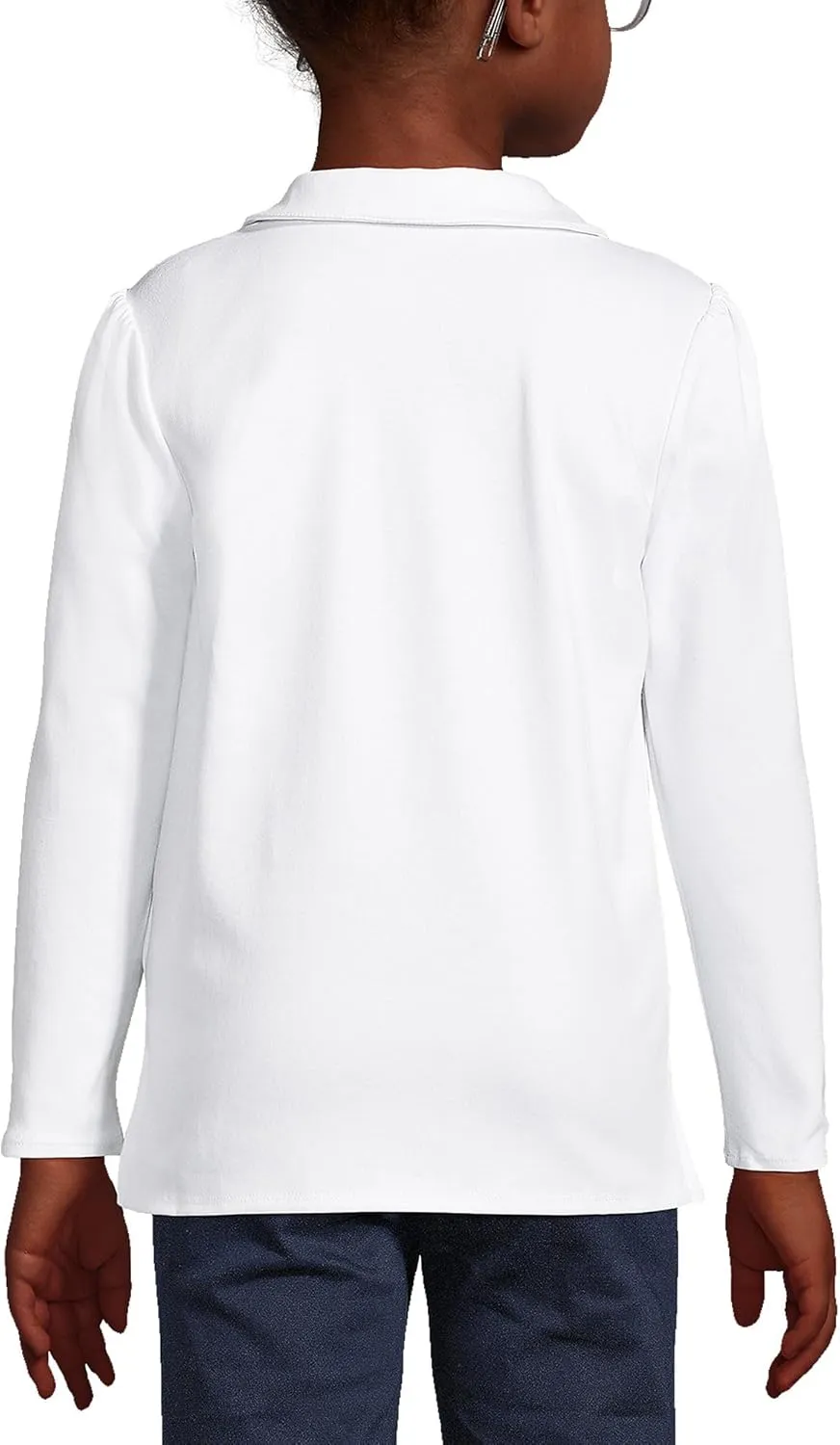 Lands' End Girls Long Sleeve Peter Pan Collar Polo Shirt