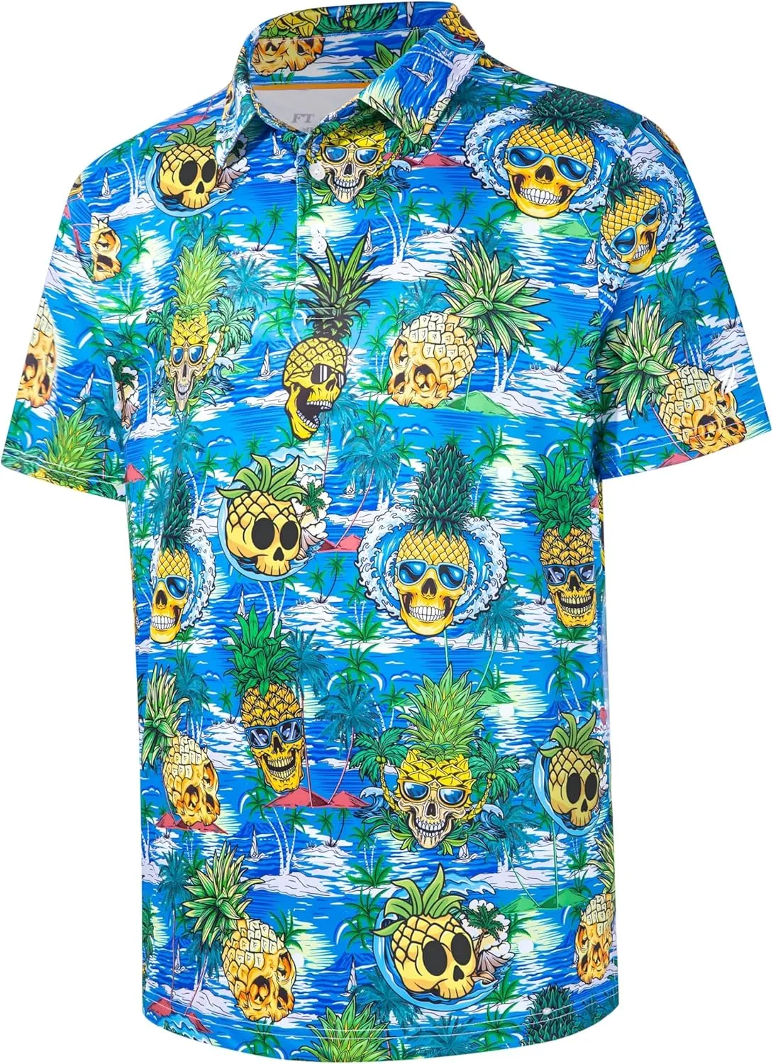 Mens Golf Shirt Short Sleeve Dry Fit Print Moisture Wicking Performance Patterns Collared Polo Shirt