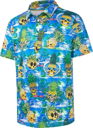 Mens Golf Shirt Short Sleeve Dry Fit Print Moisture Wicking Performance Patterns Collared Polo Shirt