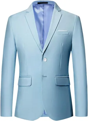 Mens Slim Fit Blazer Jacket Two-Button Notched Lapel Casual Suit Jacket