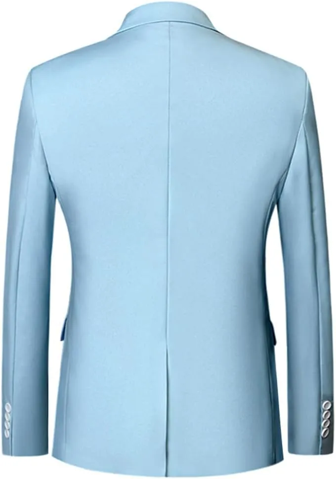 Mens Slim Fit Blazer Jacket Two-Button Notched Lapel Casual Suit Jacket