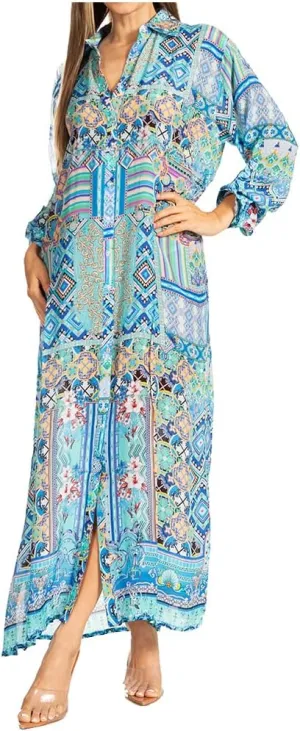Sakkas Womens Long Sleeves Button Down Spring/Summer Maxi Shirt Dress/Beachwear