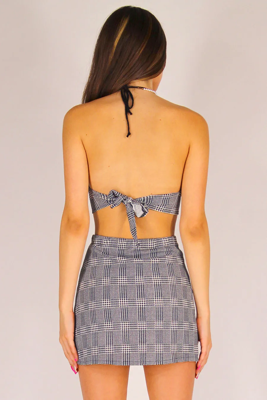 Skirt - Stretchy Grey Plaid