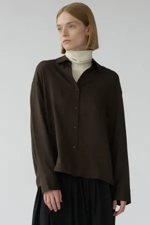 SOPHIE SHIRT - DARK BROWN - SILK GEORGETTE
