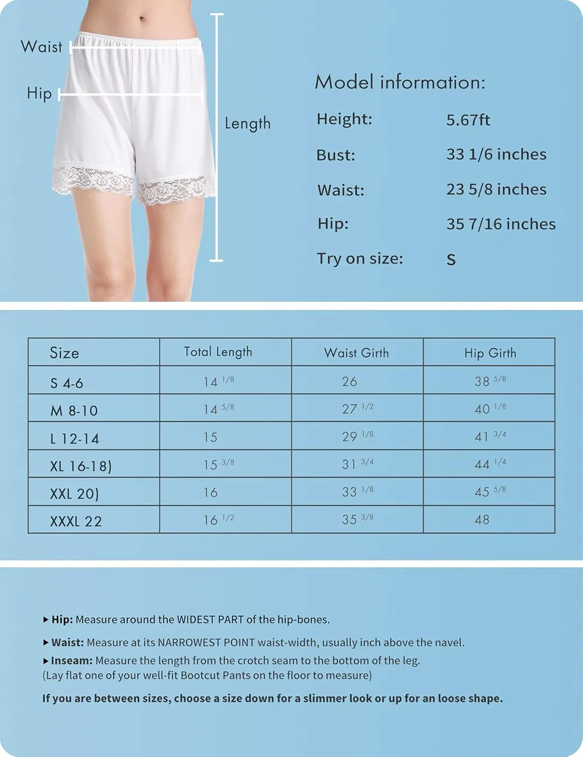 Subuteay Lace Pettipants for Women Slip Shorts Mini Bloomer Pants Mid Thigh Culottes
