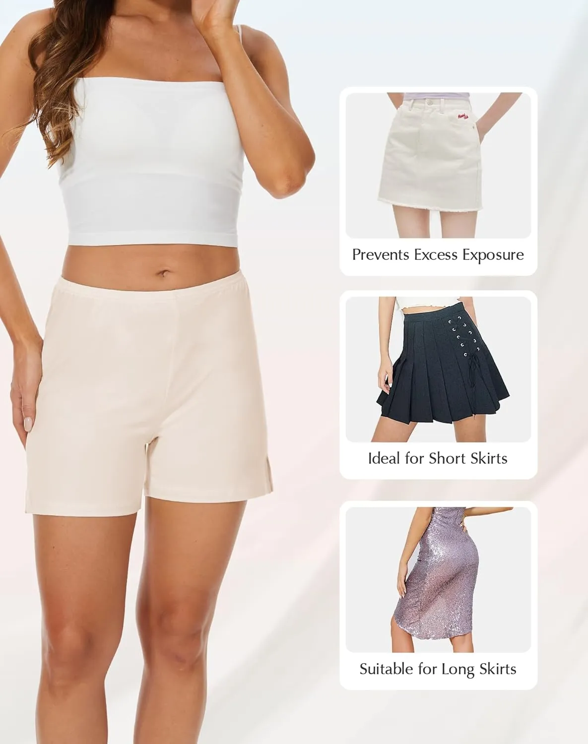 Subuteay Pettipants for Women Under Dress Side Slits Slip Shorts Loose Bloomers
