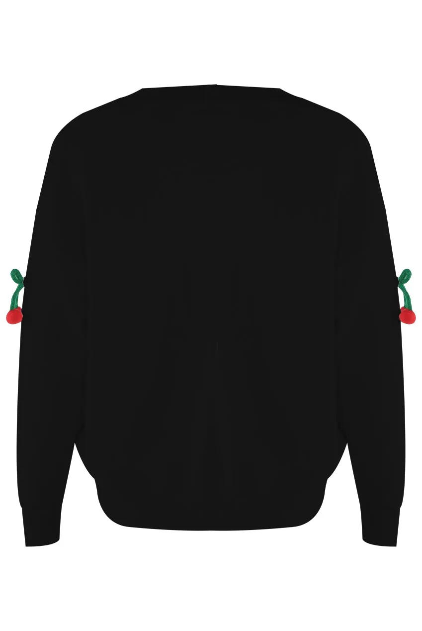 The Edit - 3D Cherry Pom Pom Knitted Jumper
