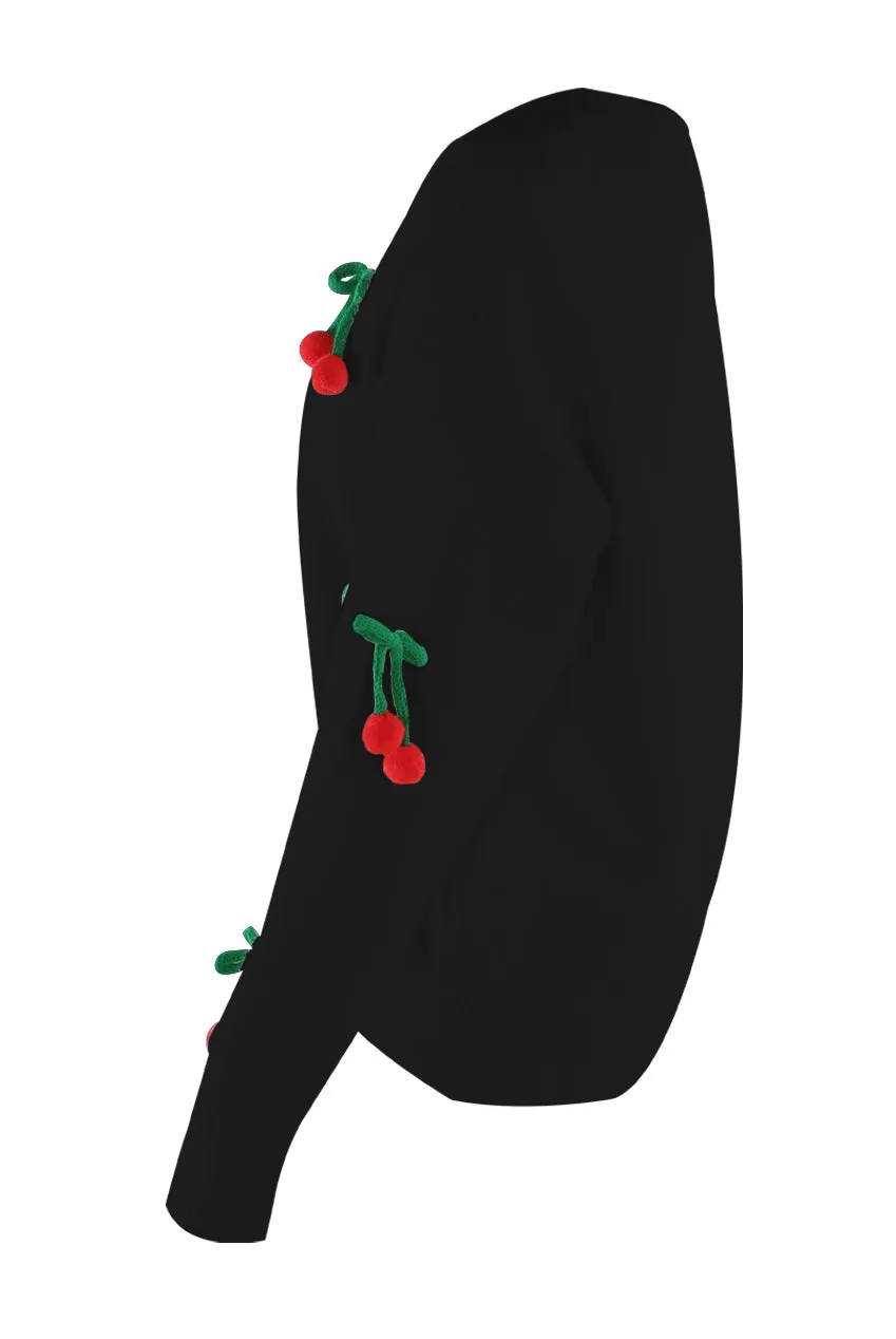 The Edit - 3D Cherry Pom Pom Knitted Jumper