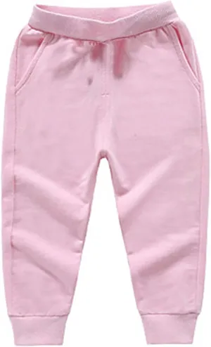 Toddler Girls Boy's Sweatpants Baby Cotton Pull on Jogger Pants Kids Solid Elastic Waist Loose Athletic Trousers
