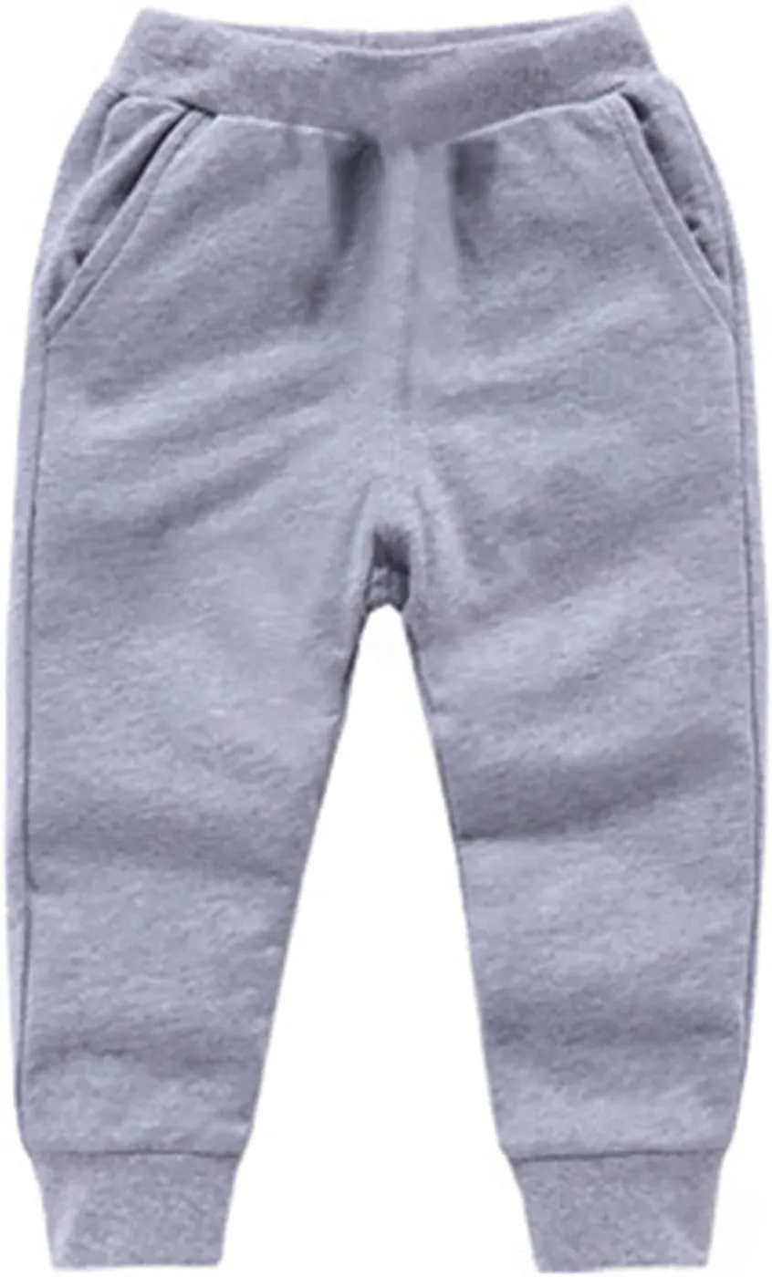 Toddler Girls Boy's Sweatpants Baby Cotton Pull on Jogger Pants Kids Solid Elastic Waist Loose Athletic Trousers