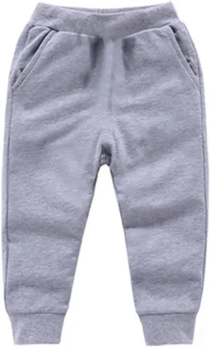 Toddler Girls Boy's Sweatpants Baby Cotton Pull on Jogger Pants Kids Solid Elastic Waist Loose Athletic Trousers