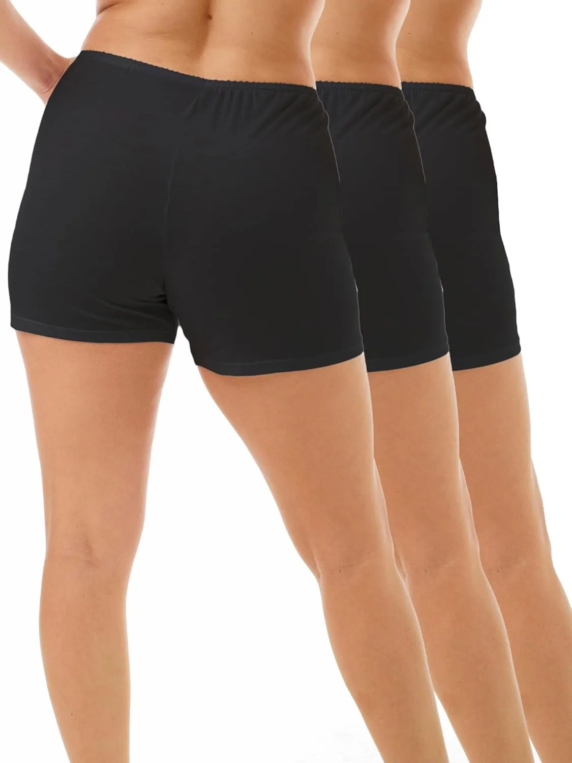 Underworks USA Women's 100% Cotton Cuff Leg 5-inch Inseam Bloomers Pettipants 3-Pack