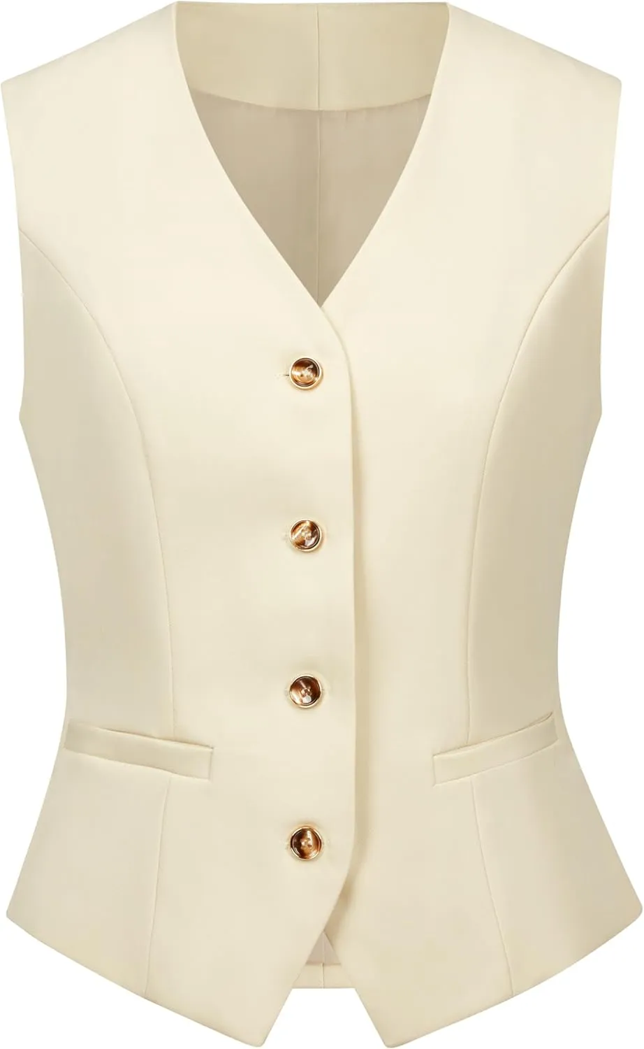 V VOCNI Women's Fully Lined 4 Button V-Neck Economy Dressy Suit Vest Waistcoat