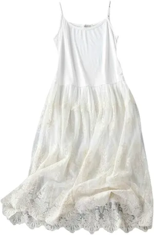Women Casual Floral Lace Trim Extender Camisole Dress Slip Spaghetti Tank Top for Summer