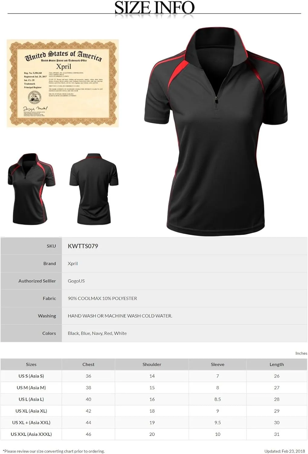 Women's Coolon 2 Tone Collar Zipup Polo T-Shirt