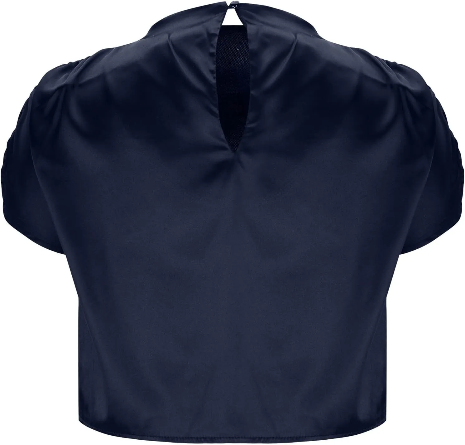 Women's Crop Top Short Sleeve Pullover Blouses Satin Silk Shirts Casual Loose Fit Elegant Business Work Tunic Tops