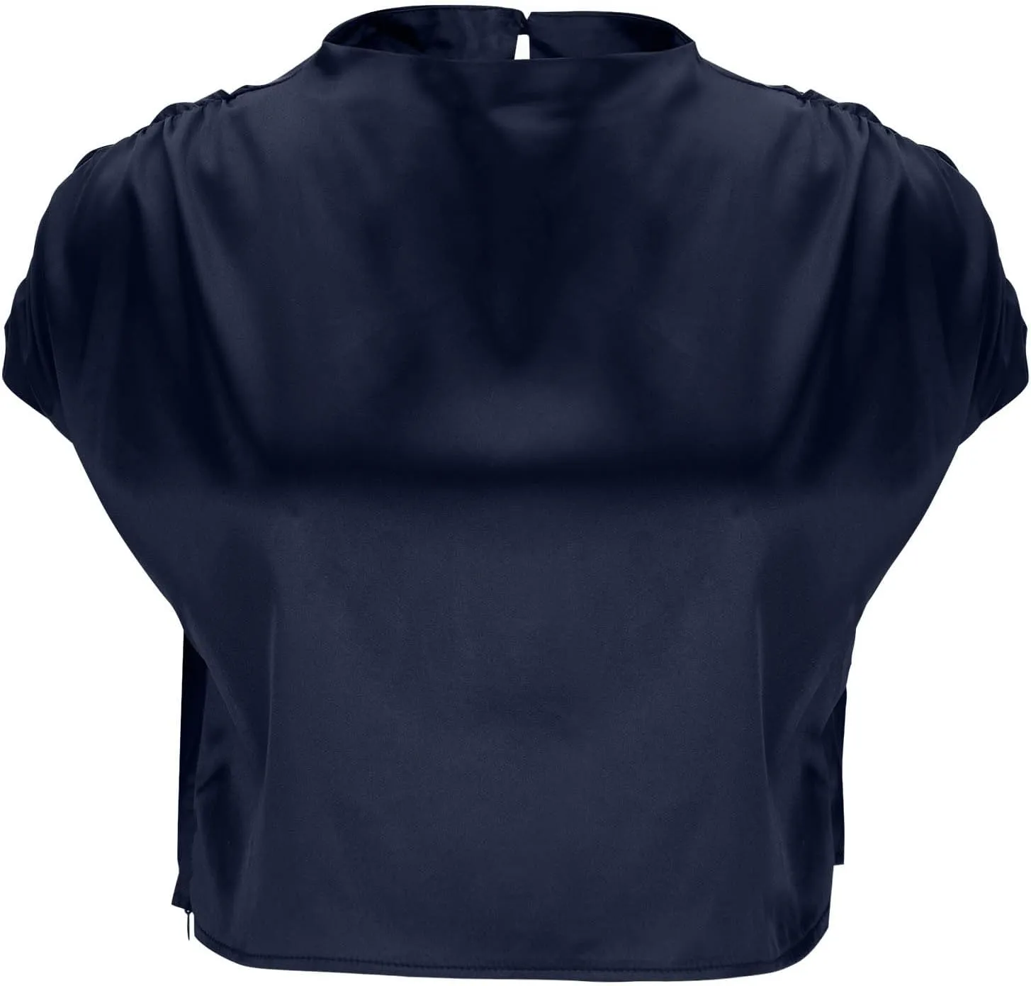 Women's Crop Top Short Sleeve Pullover Blouses Satin Silk Shirts Casual Loose Fit Elegant Business Work Tunic Tops