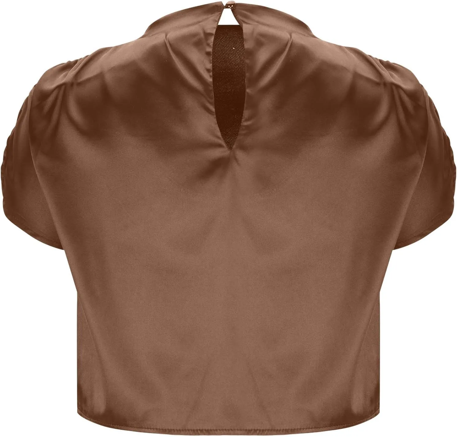 Women's Crop Top Short Sleeve Pullover Blouses Satin Silk Shirts Casual Loose Fit Elegant Business Work Tunic Tops