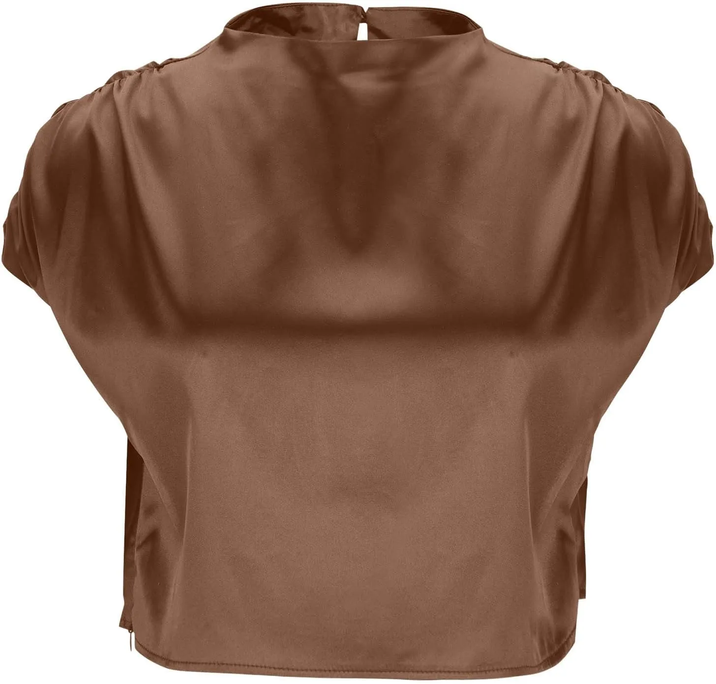 Women's Crop Top Short Sleeve Pullover Blouses Satin Silk Shirts Casual Loose Fit Elegant Business Work Tunic Tops