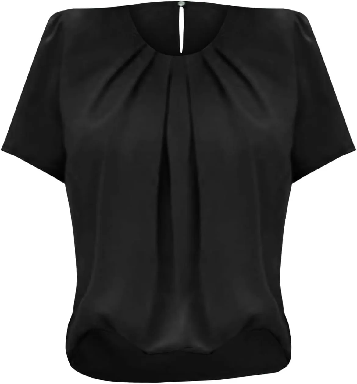 Womens Dressy Business Casual Blouse Pleated Ruffle Short Sleeve Satin Silk Work Shirt Summer Tops 2025