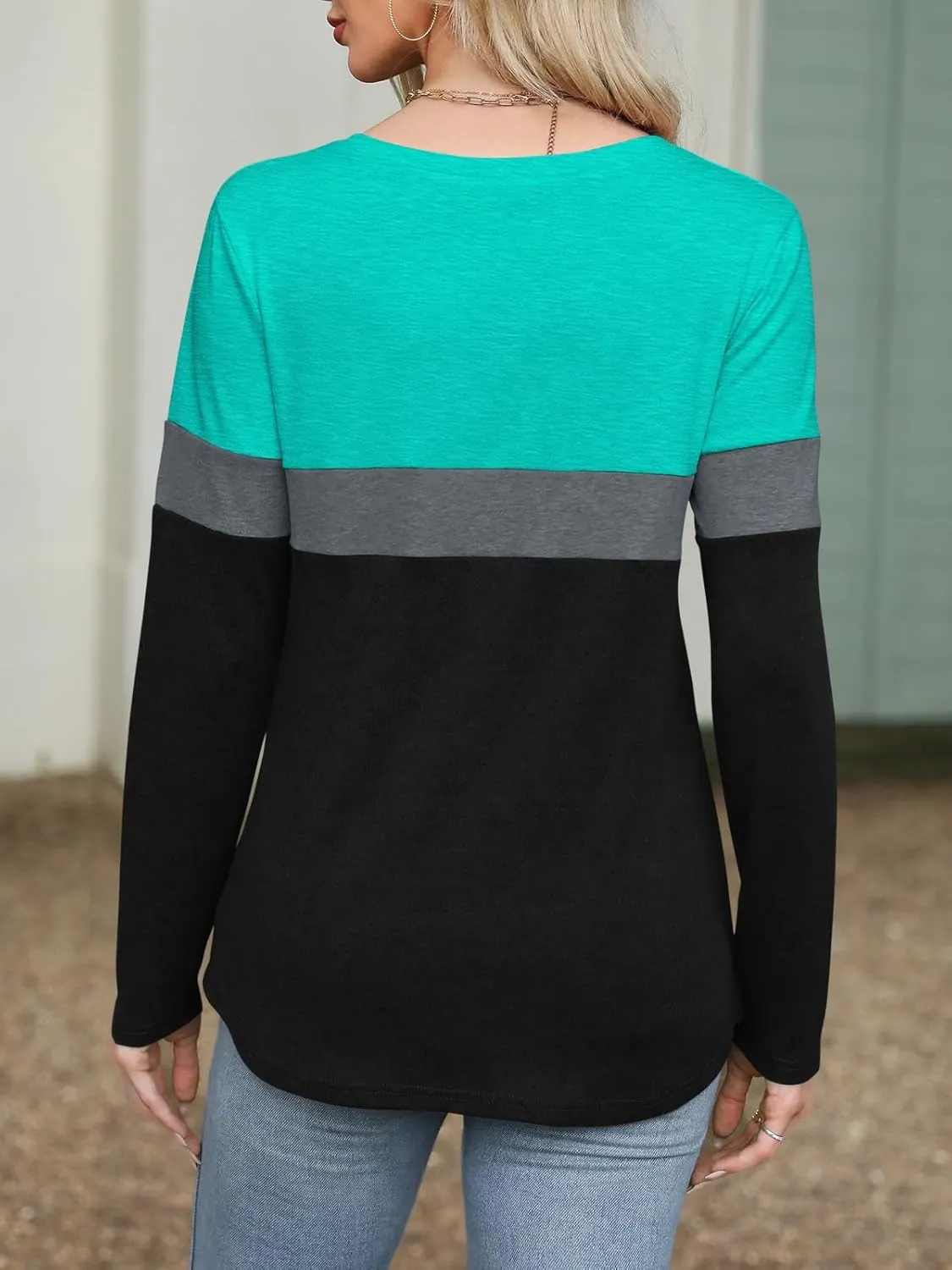 Women's Long Sleeve Shirts Square Neck Tunic Tops Dressy Casual Basic Tees Blouse Loose Fit